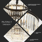 21.6" 14-Light Modern Crystal Chandelier Light Fixtures 4-Tier Black Luxury Chandeliers for Dining Room Round Hanging Pendant Lighting for Living Room Kitchen Entryway Bedroom Foyer Hallway