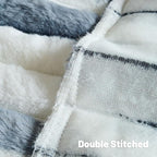 FUTEI Blue Decorative Throw Pillow Covers 12x20 Inch Set of 2, Soft Tie-Dye Faux Rabbit Fur Striped Texture Pillow Case, Modern Home Decor for Couch Bed Living Room
