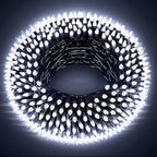 300LED Christmas Lights Indoor Outdoor Use Green Wire, 8 Lighting Modes 100FT Christmas Tree Lights with Timer & Memory, IP44 Waterproof for Tree Xmas Patio Yard Fence Balcony Garden Cool White