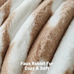 FUTEI Brown Decorative Throw Pillow Covers 22x22 Inch Set of 2, Soft Tie-Dye Faux Rabbit Fur Striped Texture Cushion Case, Modern Home Decor for Couch Bed Living Room