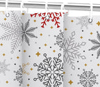 Winter Snowflakes Shower Curtain for Christmas Bathroom Decorations, Cute Xmas Snowflake Red Grey White Golden Shower Curtain Set, Fabric Silver Glitter Sparkle Merry Xmas Holiday Shower Curtain 72X72
