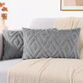 decorUhome Couch Throw Pillow Covers 12x20 Set of 2, Decorative Soft Plush Faux Wool Lumbar Neutral Accent Pillow Covers for Bed Sofa Living Room, Grey