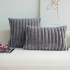 JOJUSIS Pack of 2 Faux Fur Plush Decorative Throw Pillow Covers Couch Cushion Case Soft Pillowcases (Grey, 16 x 16-Inch)
