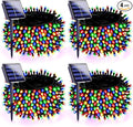 4 Pack 180FT Solar Christmas Lights Outdoor Waterproof, Super Bright 320 LED Solar String Lights with 8 Lighting Modes, Green Wire Twinkle Tree Light for Outside Xmas Party Decorations (Multi-Colored)