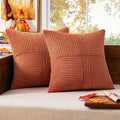 MIULEE Fall Rust Corduroy Pillow Covers Pack of 2 Boho Decorative Spliced Throw Pillows Soft Cross Patchwork Textured Covers Pillowcases Home Decor for Couch Living Room Bed Sofa 20x20 inch