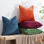 decorUhome Christmas Couch Throw Pillow Covers 24x24 Set of 2, Decorative Soft Euro Neutral Chenille Pillow Covers with Elegant Design for Sofa Bed Living Room Home Decor, Moss Green