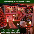 1500 LED Chrstmas Lights, 470ft Outdoor Christmas String Lights with 12 Modes, Red LED String Lights with Timer Dimmable Waterproof for Tree Fence Garden Xmas Wedding Party Decor Red