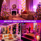 70 ft Purple-Orange LED String Lights – 210 LEDs on Transparent Wire, Waterproof & Connectable Holiday Décor – Spooky Halloween & Warm Christmas Ambiance