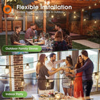 addlon 200FT(2 Pack*100FT) Solar String Lights Outdoor Waterproof with Remote, Dimmable Commercial Grade Solar Powered String Lights with 108 LED Bulbs, Hanging Light for Backyard Party Decor