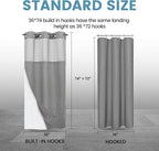 Stall No Hook Shower Curtain with Snap in Liner,230GSM Waffle Weave Shower Curtains for Bathroom,36W x 74H,Grey