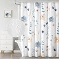 QiyI Extra Long Shower Curtain 72 x 84, Modern Watercolor Floral Shower Curtains, 3D Embossed Textured Beige Flower Cloth Bathroom Curtain, Waterproof Fabric Farmhouse Shower Curtain Set with Hooks