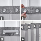 Furlinic Stall Size No Hook Shower Curtain with Snap in Liner,Waffle Weave Heavy Duty Fabric Bathroom Curtains with See Through Top Window,Waterproof & Machine Washable,Grey,36x72 Inch