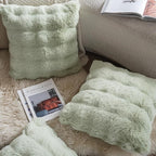 Neelvin Green Faux Fur Cozy Soft Double-Sided Decorative Throw Pillow Covers 20x20 inch Set of 2,Velvet Pillowcase Cushion Case for Sofa Couch