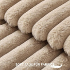Pallene Faux Fur Plush Lumbar Throw Pillow Covers 12x20 Set of 2, Luxury Soft Fluffy Striped Decorative Pillow Covers for Sofa, Couch, Living Room, Khaki
