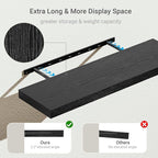 Black Floating Shelves for Wall 10 inch Deep, 36” x 10.3” x 1.8”, Large Wall Shelves for Bedroom, Bathroom, Living Room, Kitchen, Office, Modern Shelf Home Decor with Invisible Bracket