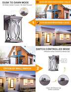 Oil Rubbed Bronze Outdoor Sconce Dusk to Dawn Exterior Light Fixtures Wall Mount Porch Light Modern Outdoor Wall Light Aluminum with Crack-Like Glass IP65 Waterproof Outside Coach Light for House