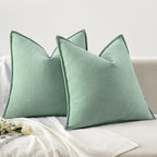 MIULEE Pack of 2 Greyish Green Decorative Pillow Covers 20x20 Inch Soft Chenille Luxurious Couch Throw Pillows Farmhouse Cushion Covers with Elegant Design for Sofa Bedroom Living Room Home Decor
