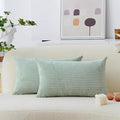 Home Brilliant Sage Green Lumbar Spring Pillow Cover Corduroy Plush Velvet Oblong Decorative Rectangle Pillowcases for Bed Couch Sofa Decor, Set of 2, 12 x 20 inches(30x50cm), Mint