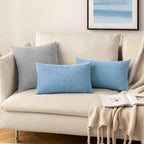 MIULEE Winter Pack of 2 Corduroy Pillow Covers Soft Soild Cushion Cases Decorative Square Throw Pillow Covers Baby Boy Blue Pillowcases for Sofa Bedroom Car 18 x 18 Inch 45 x 45 Cm