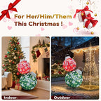 Large Lighted Christmas Ball Ornaments,35Inch 3D Pre-Lit LED Holiday Decor with Base for Outdoor Yard, Garden,Patio-Festive Glow (Red/Green)