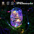 Solar Rope String Lights Outdoor 72Ft 200 Led Waterproof Solar Powered Fairy Lights with 8 Lighting Modes, Copper Wire PVC Tube Lights for Garden Wedding Christmas Party DIY Decor(Multicolor)