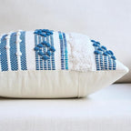 18x18 Boho Tufted Navy Blue Decorative Pillow Cover with Cording Handmade Accent Woven Textured Square Throw Pillow Case for Couch Sofa Farmhouse Living Room Home Decor