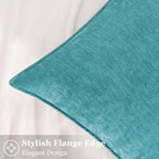 decorUhome Couch Throw Pillow Covers 18x18 Set of 2, Decorative Soft Euro Neutral Chenille Pillow Covers with Elegant Design for Sofa Bed Living Room Home Decor, Teal