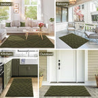hicorfe Front Door Mat Outside Entrance,20"x31.5" Absorbent Muddy Dirt Resist Welcome Door Mats Outdoor Indoor,Stain and Fade Resistant,Non Slip Backing Entry Mat Doormat for Entryway(Oliver Green)