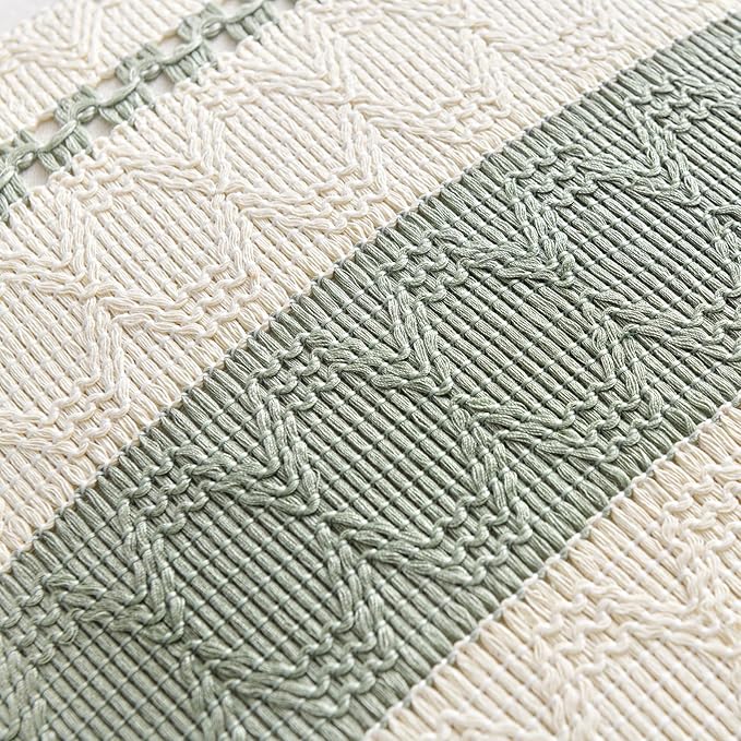 Fancy Homi Set of 1 Sage Green Boho Decorative Throw Pillow Covers 16x16 Inch for Living Room Bedroom Couch Bed Indoors, Rustic Retro Cushion Case 40x40 cm, Bohemian Room Home Decor