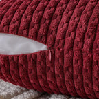 MIULEE Christmas Wine Red Throw Pillow Covers Soft Corduroy Decorative Set of 2 Boho Striped Pillow Covers Pillowcases Farmhouse Home Decor for Couch Bed Sofa Living Room 18x18 Inch