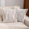 LUOYEHK Boho Throw Pillow Covers 18x18 Inch Set of 2 Farmhouse Neutral Pillow Covers Chenille Tufted Pillowcase for Couch Sofa Bed Living Room, Brown White