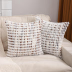 LUOYEHK Boho Throw Pillow Covers 18x18 Inch Set of 2 Farmhouse Neutral Pillow Covers Chenille Tufted Pillowcase for Couch Sofa Bed Living Room, Brown White