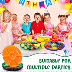Zhehao 6 Pcs Plastic Divided Serving Trays with 60 Pcs Disposable Fork, 7 Compartments Round Chip Dip Plate, Petal Shape Platter, 10.6'' Snacks Serving Dish for Party Candy Nuts Fruits (Warm Color)