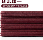 MIULEE Boho Farmhouse Throw Pillow Covers 16x16 Inch Set of 4 Mordern Nordic Cushion Covers Soft Corduroy Christmas Home Decor for Couch Bed Sofa Living Room Burgundy