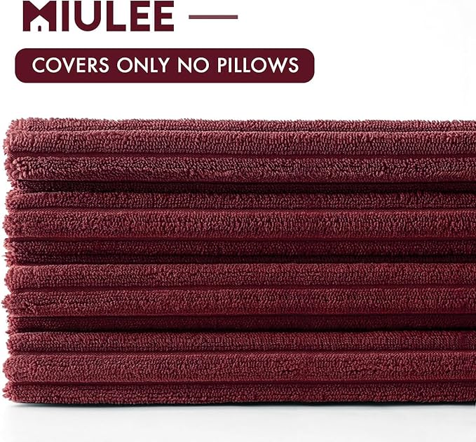 MIULEE Boho Farmhouse Throw Pillow Covers 16x16 Inch Set of 4 Mordern Nordic Cushion Covers Soft Corduroy Christmas Home Decor for Couch Bed Sofa Living Room Burgundy