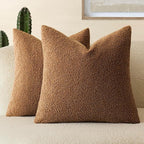 Foindtower Pack of 2, Curly Faux Fur Decorative Throw Pillow Covers Soft Fuzzy Plush Cushion Case with Zipper Cozy Pillowcase for Home Living Room Couch Bed Sofa 20 x 20 Inch,Dark Bronze
