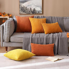MIULEE Pack of 2 Burnt Orange Pillow Covers 12x20 Inch Soft Boho Striped Corduroy Throw Pillow Covers Set Decorative Square Cushion Cases Pillowcases for Sofa Bedroom Couch