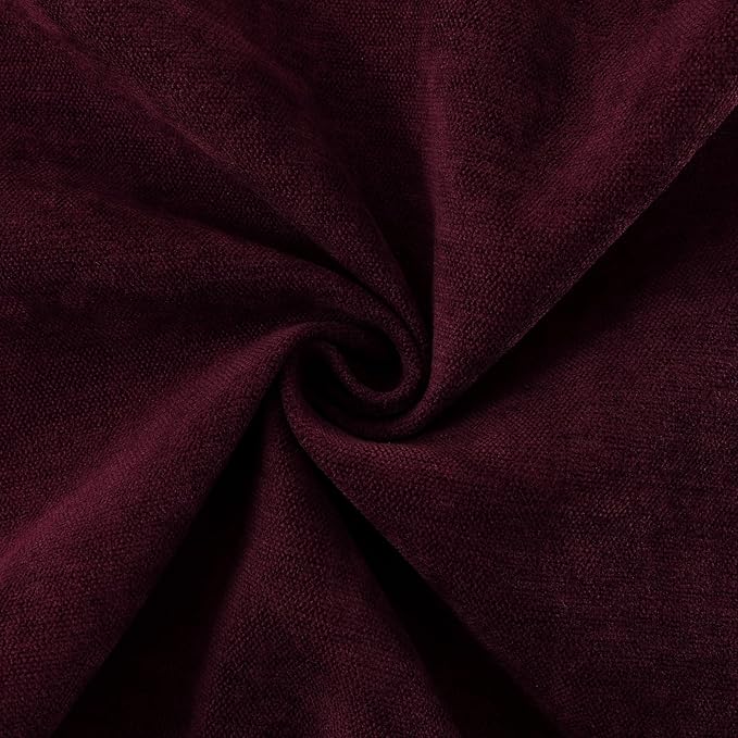 Jeneoo Burgundy Decorative Throw Pillow Covers Soft Chenille Comfy Solid Couch Cushion Case Decor (Set of 1, 24 x 24 Inches)