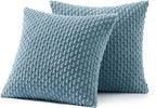 MIULEE Pack of 2 Decorative Throw Pillow Covers 18x18 Inch Soft Boho Striped Textured Corduroy Pillow Covers Modern Farmhouse Home Decor for Couch Bed Sofa Living Room Blue Grey