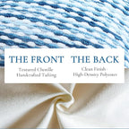 Boho Decorative Throw Pillow Covers 12x20 Inch, Chenille Tufted Pillow Cover Striped Textured Lumbar Farmhouse Accent Pillowcase for Couch Sofa Bedroom Living Room, Blue White Stripe, 2 Pack