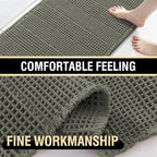 H.VERSAILTEX Upgraded Waffle Runner Rug Super Absorbent Non Slip Bath Mat for Bathroom Floor, Machine Washable Dry Fast, Beside Tub, 24" x 72", Smokey Olive