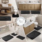 Walensee Bath Mat, High Pile Microfiber Bathroom Rug, Non-Slip, 16 x 24, Black
