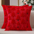 Christmas Pillow Covers 18x18 inch Set of 2 Christmas Decorations Soft Plush Faux Fur Wool Red Xmas Tree Throw Pillow Cases Winter Holiday Decor for Sofa Living Room PT012Q18