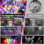 492FT Outdoor Christmas Lights, 1300 LED Super Long String Lights 8 Lighting Modes & Timer Memory, Outsite Waterproof Light Strings for Xmas Tree Garden Wedding Party Holiday Decorations Multicolor