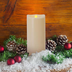Waterproof Outdoor Flameless Candles with Remote and Timers, 1000 Hours Battery Operated Large LED Flickering Pillar Candles, Ivory Plastic, Set of 2 (D 4" x H 6")