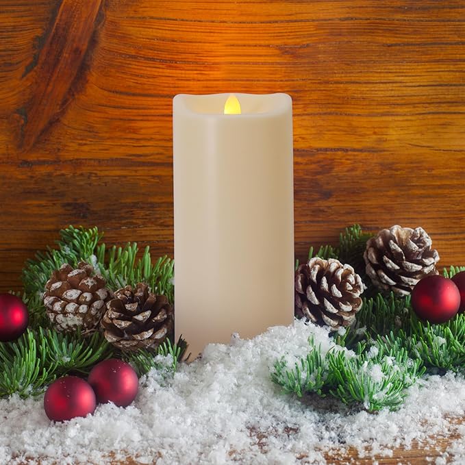 Waterproof Outdoor Flameless Candles with Remote and Timers, 1000 Hours Battery Operated Large LED Flickering Pillar Candles, Ivory Plastic, Set of 2 (D 4" x H 6")