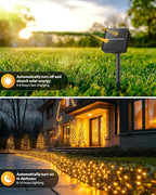 Brightown 2 Pack Solar Christmas Lights, 92Ft 240 LED Solar String Lights Outdoor Waterproof with 8 Modes, Solar Light Outdoor for Patio Yard Tree Garden Party Decorations, Warm White