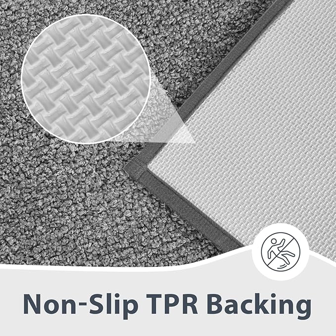 Bathroom Rugs U-Shaped 20" x 24", Non-Slip Extra Soft Absorbent Bath Rugs, Machine Washable Quick Dry Bath Mats for Toilet Base, Grey & Dark Grey