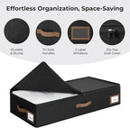 Cupic Cupid Under Bed Storage Containers, Foldable Organizer with Lid for Bedroom, Underbed Storage Box for Blankets, Clothes, Shoes, 2 Pack, Black