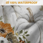 MEHOFOND 4pcs Pumpkin Shower Set for Bathroom - Fall/Thanksgiving Day - Shower Curtain, Rug, Toilet Lid Cover, U Shape Mat - Washable - 72"x72"